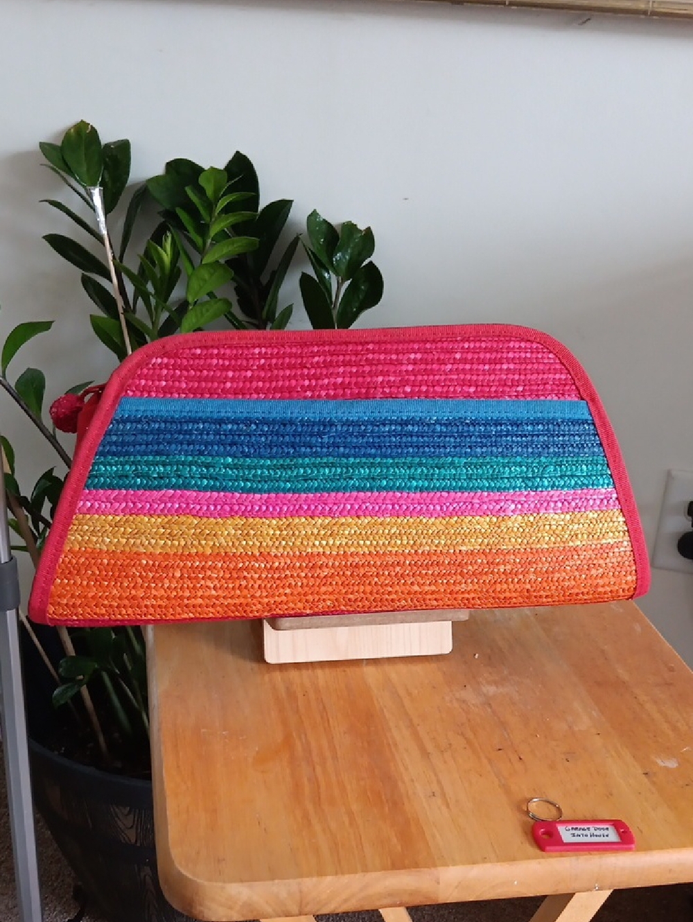 Liz Claiborne Striped Straw Clutch - Pink, Blue, Orange